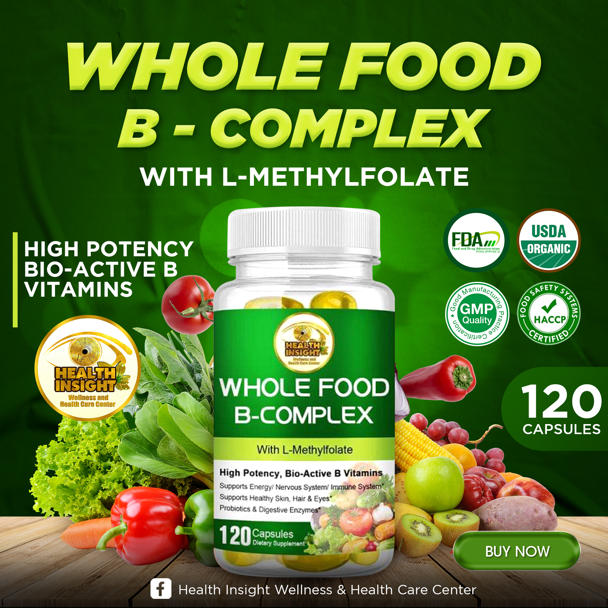 Bio-Active Whole Food B Vitamins with Methylfolate